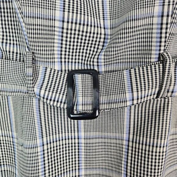 PRIMARK Gray Blue Plaid Tartan Buckled 90's Inspired Retro Mini Dress Size: 10 - Picture 3 of 9
